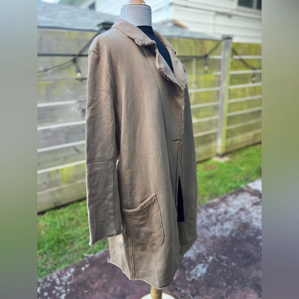 Frank & Eileen $398 Belfast Trench Coat Large Brown Triple Fleece FALL - Picture 5 of 8